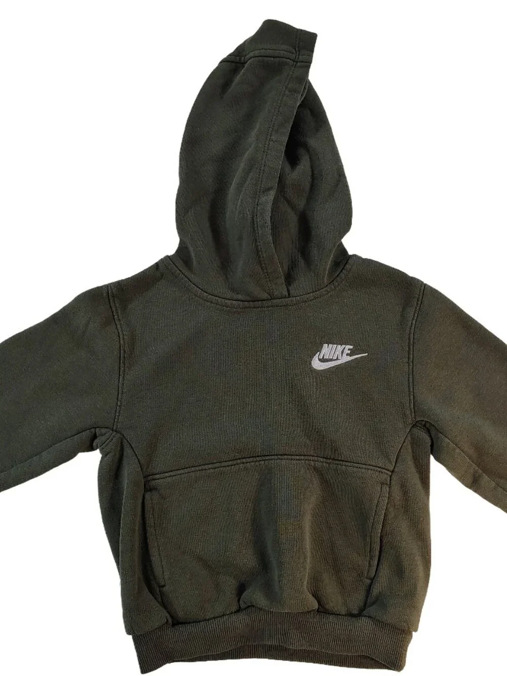 Boy's Dark Olive Green Size XS Nike Embroidered Logo Athletic Pullover Hoodie